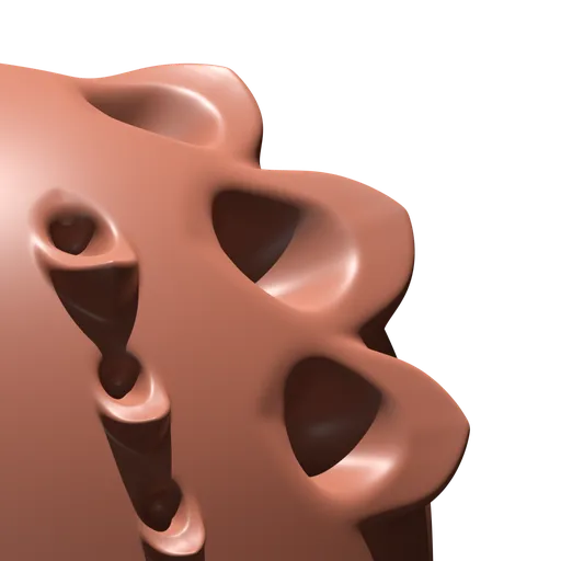 3D model sculpted with Cat's Ear Scoop Shape brush for nuanced geometric detailing in Blender.
