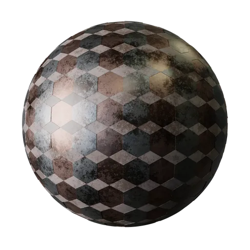 Procedural hexagon dirt metal floor