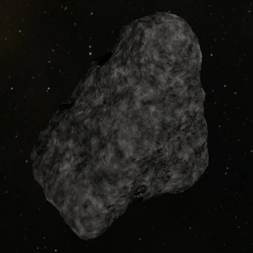 High-poly procedural 3D asteroid model suitable for sci-fi space scenes, easily modifiable materials, created with Blender.