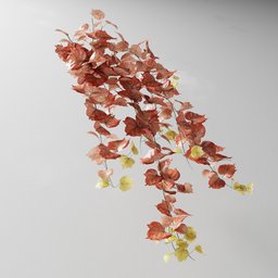 "Artificial tendril vine v2 3D model for Blender 3D – inspired by nature-indoor category, featuring a vase with leaves, swinging autumn maples, and natural motion blur. Created using the Bagapia addon's geometry nodes, with the ability to edit all parts in edit mode. Perfect for adding realistic nature elements to your projects."