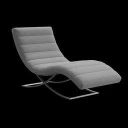 Elegant 3D-rendered chaise lounge with sleek metal base in minimalist style for Blender graphics.