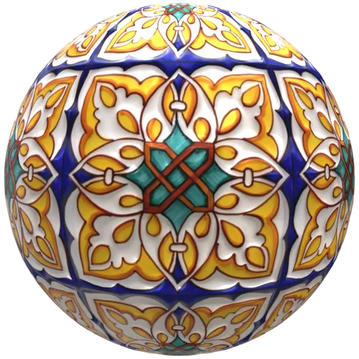 High-quality PBR texture of vintage rustic Mexican ceramic with color, roughness, metallic, and displacement adjustments for 3D Blender.