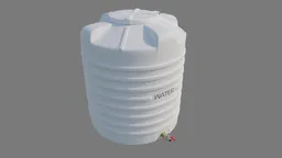 White 3D water tank model with realistic details and 1500L capacity for Blender, adjustable quality with modifiers.
