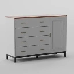 4-tier wide drawer chest Gray
