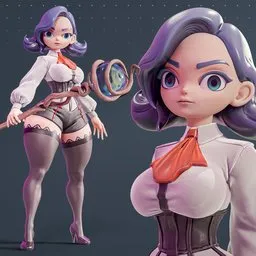 Stylized Purple Sorceress with Staff