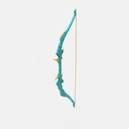 3D bone bow model with hand-painted details, designed for fantasy games and animations.