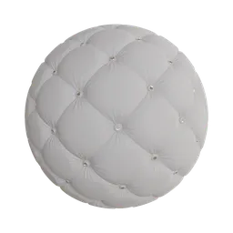 White leather PBR texture for 3D rendering, detailed studded upholstery material for digital modeling in Blender.