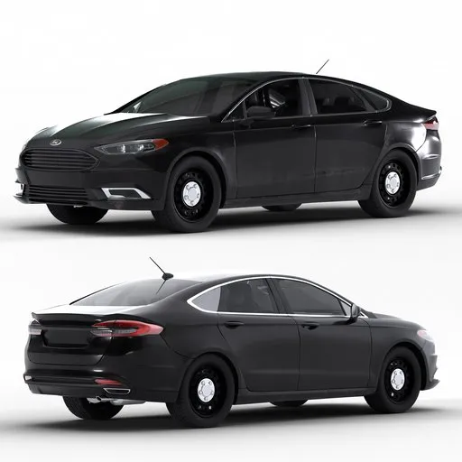 Detailed 2019 Ford Fusion 3D model with rigged animation ready features and procedural textures for realism.