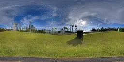 Cloudy grassy open space