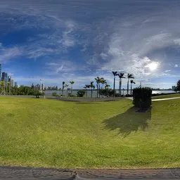Cloudy grassy open space