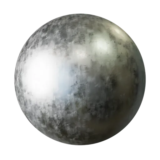 Lightly textured dull silver PBR material for Blender 3D with a seamless roughness map for realistic metal surfaces.