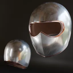 3D digital Blender helmet model, low poly with high-quality metal textures, suitable for game and war scene designs.