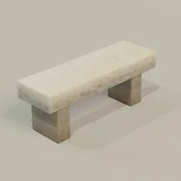 3D-rendered stone bench for Blender, simple yet detailed design, suitable for outdoor garden scenes.