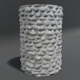 Stone Cylinder Post Pillar Dry Pebbles