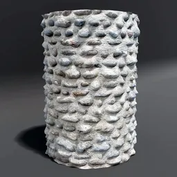 Stone Cylinder Post Pillar Dry Pebbles