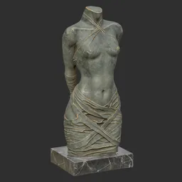 Bound Female Torso Sculpture - Bronze