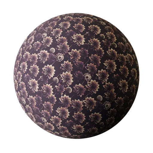 Versatile Floral Wallpaper PBR Material for 3D renders, adjustable roughness, customizable colors for interior design.
