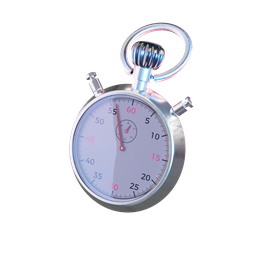 "Red glowing stopwatch 3D model for Blender 3D. Perfect for critical moments and fast-paced actions in video games and experimental projects. High resolution, transparent background."