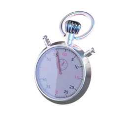 "Red glowing stopwatch 3D model for Blender 3D. Perfect for critical moments and fast-paced actions in video games and experimental projects. High resolution, transparent background."
