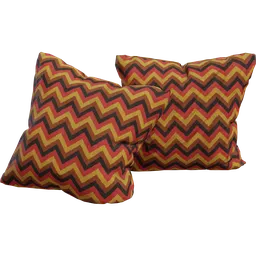 Realistic chevron pattern 3D throw pillows model, designed for Blender, ideal for interior rendering and visualization.
