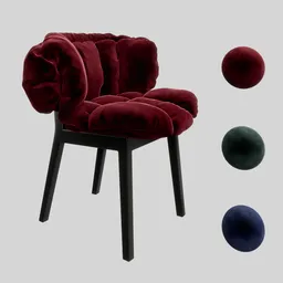 EDRA Blue Velvet Dining Chair