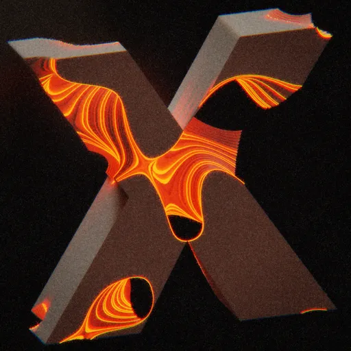 Letter X Monolith Molten Veins Abstract