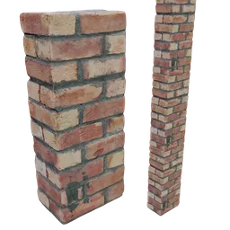 High-resolution 3D scanned brick pillar model with scalable array feature, ideal for Blender 3D exterior designs.