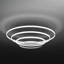 "Explore the versatile Inot OCC-S ceiling light in four size variations from 70cm to 150cm circles. The sleek design features volumetric lighting, white sweeping arches, and a light to ceiling metal cable for effortless customization. Create the perfect ambiance with this detailed product by Alesso Baldovinetti, made for Blender 3D."