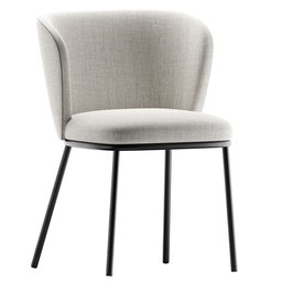 "Get the modern CISELIA Chair designed by KAVEHOME, featuring a sleek black metal frame and light colored upholstered seat. This 3D model, created in Blender 3D, is perfect for any interior design project. Shop now for Swedish style and angled furniture."