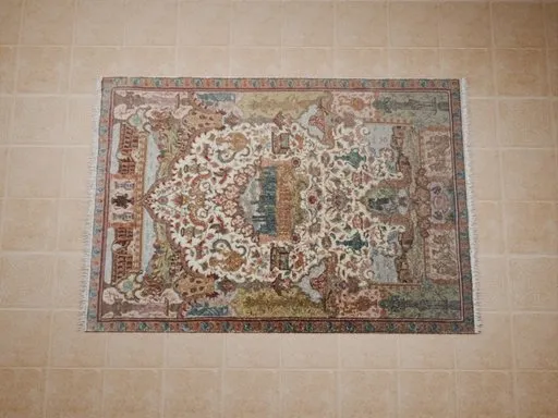 Detailed Persian Carpet 3D model for Blender, optimized for architectural visualization, with intricate patterns.