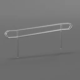 "Cityspace-inspired handrail designed for individuals with disabilities, resembling a metal rail with a curved handle. This Blender 3D model showcases clear lines and shapes reminiscent of transportation and medical supplies, created in 2019. Its simple yet functional design draws inspiration from Tony Hawk Pro Skater and artists like Igor Grabar, Nōami, esa, and ux."