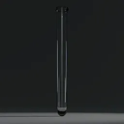Realistic 3D render of a transparent glass test tube suitable for Blender medical simulations and visualizations.