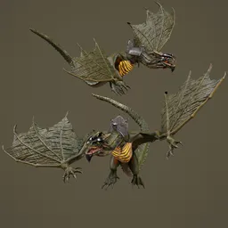 Rigged Armored Green Dragon - War Mount