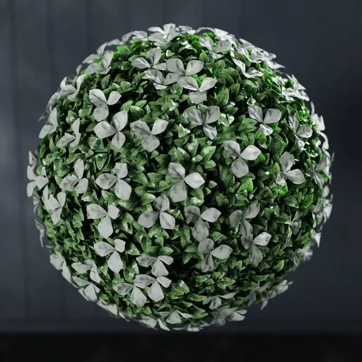 Lifelike 3D model of Gardenia white ball for Blender, versatile for pots or as tree base, using Bagapie addon geometry nodes.