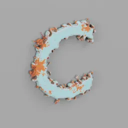 Rough metal Letter C