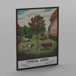 Framed Vintage Cows Poster