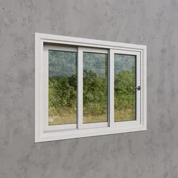 "UPVC sliding window 3D model for Blender 3D with 2 track and 3 shutter design. Durable and energy-efficient with smooth horizontal motion. Excellent insulation, noise reduction, and security. "