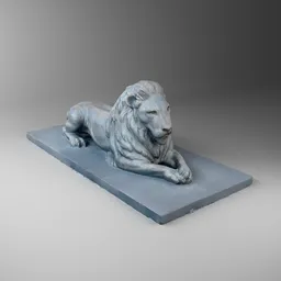 "Photorealistic Metallic Bronze Lion Sculpture 3D Model for Blender 3D: Inspired by Mario Sironi and Ditlev Blunck, Cast Iron Material, High Resolution Print."