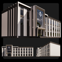 "Discover the stunning Modern Building 03 3D model designed by M3D with sleek lines, stucco walls, and a captivating clock feature on the front. Perfect for architectural visualization and under construction scenes, this model was rendered using Autodesk 3D and features high-quality details and perfect faces. Get it now on BlenderKit in the public category."