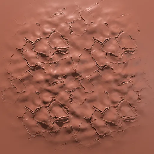 3D sculpting brush effect for Blender showing damaged and cracked surface texture with 4K seamless map.