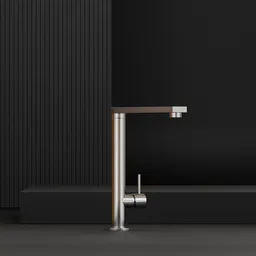 Highly detailed Blender 3D model of a modern kitchen mixer tap with a sleek, cylindrical design.