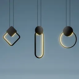 High-quality 3D model of modern LED Pendant Lights with illuminated elements, perfect for Blender renderings.