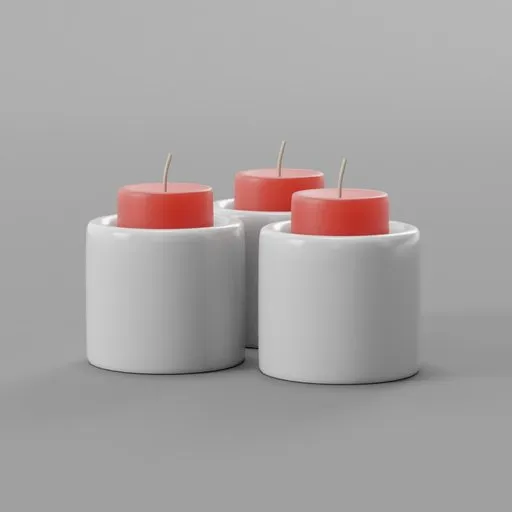Detailed 3D model featuring realistic candles with red wax, optimized for Blender 3D renderings.