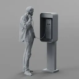 Lowpoly Man Talking on Phone
