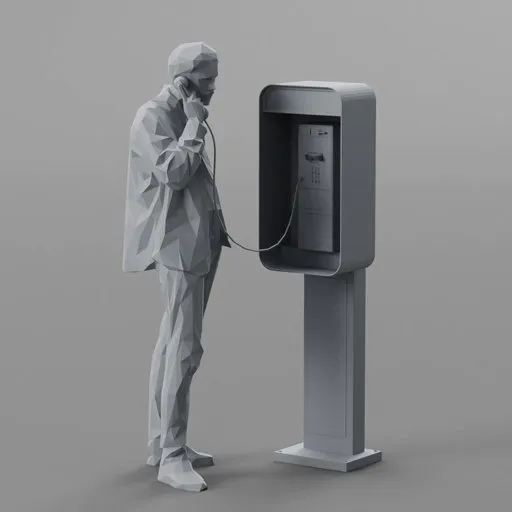 Lowpoly Man Talking on Phone