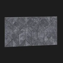 "Dark purple w/Silver 3D panel for interior decoration in Blender 3D. Featuring sharp irregular shapes and slate texture, this model adds a touch of sophistication to any design project."