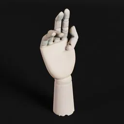 Detailed wooden hand 3D model with articulated fingers and realistic 8k texture, ideal for Blender 3D projects.