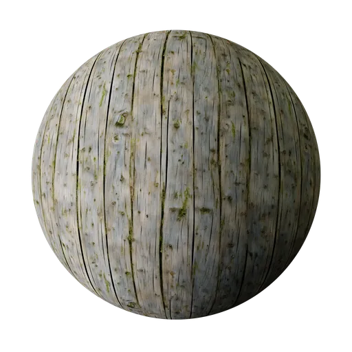 High-resolution texture of old wooden planks with moss for 3D modeling and rendering in Blender.