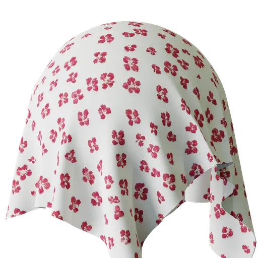 4K PBR floral pattern on fabric texture for 3D modeling in Blender and other software.