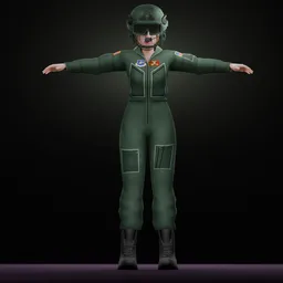 Female Pilot in Flight Suit and Helmet